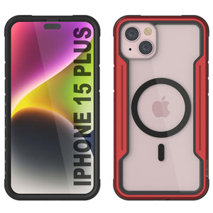 Funda Punkcase iPhone 15 Plus Armor Stealth MAG Defense, Cubierta Protectora de Grado Militar de Múltiples Capas [Rojo]
