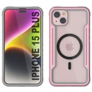 Punkcase iPhone 15 Plus, armadura Stealth MAG Defense Case, protectora de grado militar de varias capas [Color Rose-Gold]