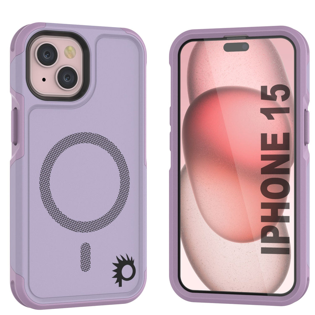 Carcasa PunkCase para iPhone 15, [Serie Spartan 2.0] Cubierta Resistente Transparente de Alta Durabilidad con Protector de Pantalla Incorporado [lila]