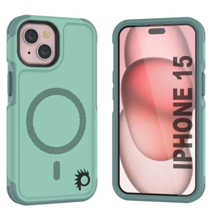 Funda PunkCase para iPhone 15, [Serie Spartan 2.0] Funda Resistente y Duradera con Protector de Pantalla Incorporado [turquesa]