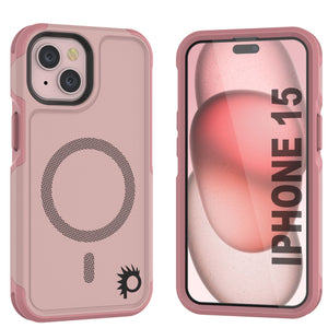 PunkCase Funda para iPhone 15, [Serie Spartan 2.0] Funda Transparente Resistente de Alta Resistencia con Protector de Pantalla Incorporado [rosa]