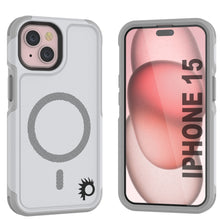 Cargar imagen en el visor de la galería, Funda PunkCase para iPhone 15, Serie Spartan 2.0, Protector Resistente y Robusto Transparente con Protector de Pantalla Incorporado [blanco].
