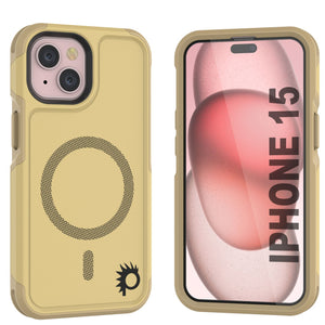 Funda de iPhone 15 PunkCase, Serie Spartan 2.0, Resistente y Robusta, Transparente con Protector de Pantalla Incorporado [amarillo].