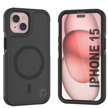 Cargar imagen en el visor de la galería, Funda PunkCase iPhone 15, Serie Spartan 2.0, resistente y transparente con cubierta robusta y protector de pantalla integrado [Negro].
