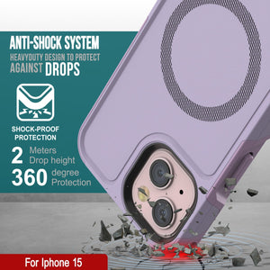 Carcasa PunkCase para iPhone 15, [Serie Spartan 2.0] Cubierta Resistente Transparente de Alta Durabilidad con Protector de Pantalla Incorporado [lila]