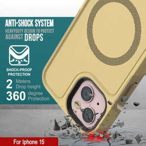Funda de iPhone 15 PunkCase, Serie Spartan 2.0, Resistente y Robusta, Transparente con Protector de Pantalla Incorporado [amarillo].
