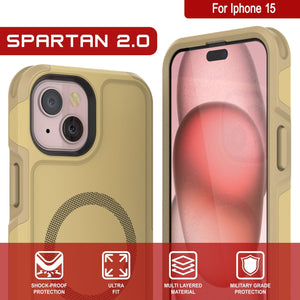Funda de iPhone 15 PunkCase, Serie Spartan 2.0, Resistente y Robusta, Transparente con Protector de Pantalla Incorporado [amarillo].
