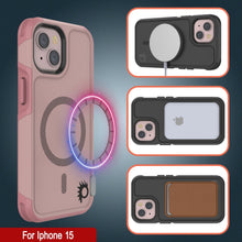 Cargar imagen en el visor de la galería, PunkCase Funda para iPhone 15, [Serie Spartan 2.0] Funda Transparente Resistente de Alta Resistencia con Protector de Pantalla Incorporado [rosa]
