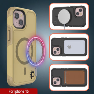 Funda de iPhone 15 PunkCase, Serie Spartan 2.0, Resistente y Robusta, Transparente con Protector de Pantalla Incorporado [amarillo].
