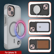 Cargar imagen en el visor de la galería, Funda PunkCase para iPhone 15, Serie Spartan 2.0, Protector Resistente y Robusto Transparente con Protector de Pantalla Incorporado [blanco].

