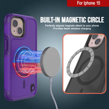 Cargar imagen en el visor de la galería, Funda PunkCase para iPhone 15, serie Spartan 2.0, cubierta transparente resistente y resistente con protector de pantalla incorporado [morado].
