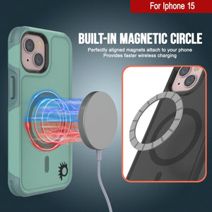 Funda PunkCase para iPhone 15, [Serie Spartan 2.0] Funda Resistente y Duradera con Protector de Pantalla Incorporado [turquesa]