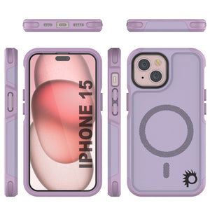 Carcasa PunkCase para iPhone 15, [Serie Spartan 2.0] Cubierta Resistente Transparente de Alta Durabilidad con Protector de Pantalla Incorporado [lila]