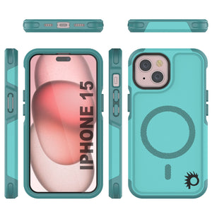 Funda PunkCase para iPhone 15, [Serie Spartan 2.0] Funda resistente transparente de alta resistencia con protector de pantalla incorporado [Azul]