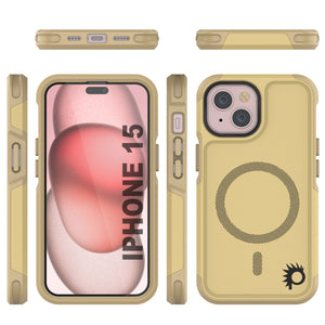 Funda de iPhone 15 PunkCase, Serie Spartan 2.0, Resistente y Robusta, Transparente con Protector de Pantalla Incorporado [amarillo].