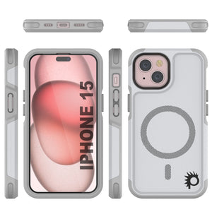 Funda PunkCase para iPhone 15, Serie Spartan 2.0, Protector Resistente y Robusto Transparente con Protector de Pantalla Incorporado [blanco].
