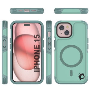 Funda PunkCase para iPhone 15, [Serie Spartan 2.0] Funda Resistente y Duradera con Protector de Pantalla Incorporado [turquesa]