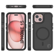Cargar imagen en el visor de la galería, Funda PunkCase iPhone 15, Serie Spartan 2.0, resistente y transparente con cubierta robusta y protector de pantalla integrado [Negro].
