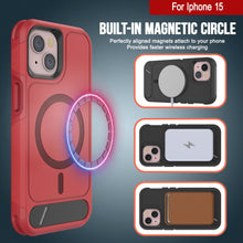 Load image into Gallery viewer, PunkCase Funda para iPhone 15, [Serie Spartan X] Funda resistente y resistente con soporte y anillo magnético [rojo]
