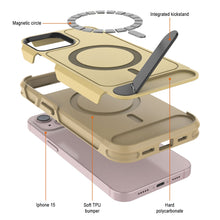 Cargar imagen en el visor de la galería, Funda PunkCase para iPhone 15, [Serie Spartan X] Carcasa resistente y duradera con soporte y anillo magnético [amarilla]
