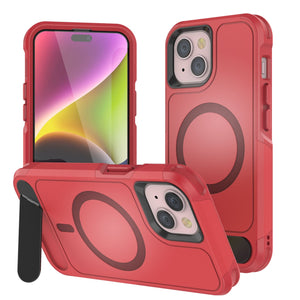 PunkCase Funda para iPhone 15, [Serie Spartan X] Funda resistente y resistente con soporte y anillo magnético [rojo]