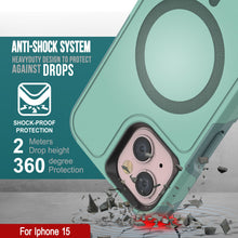 Load image into Gallery viewer, Funda PunkCase para iPhone 15, [Serie Spartan X] Funda resistente y resistente con soporte y anillo magnético [verde azulado]
