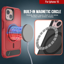 Load image into Gallery viewer, PunkCase Funda para iPhone 15, [Serie Spartan X] Funda resistente y resistente con soporte y anillo magnético [rojo]
