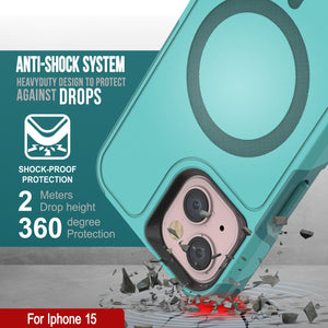 PunkCase Funda para iPhone 15, [Serie Spartan X] Funda resistente y resistente con soporte y anillo magnético [Azul]