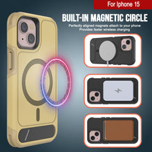 Cargar imagen en el visor de la galería, Funda PunkCase para iPhone 15, [Serie Spartan X] Carcasa resistente y duradera con soporte y anillo magnético [amarilla]
