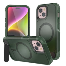 Load image into Gallery viewer, Funda PunkCase para iPhone 15, [Serie Spartan X] Carcasa resistente y duradera con soporte y anillo magnético [verde oscuro]
