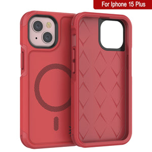 Carcasa PunkCase iPhone 15 Plus, [Serie Spartan 2.0] Cubierta Resistente y Robusta Transparente con Protector de Pantalla Incorporado [rojo]