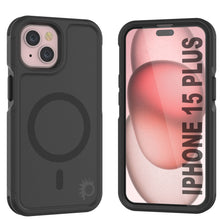 Cargar imagen en el visor de la galería, Funda PunkCase para iPhone 15 Plus, [Serie Spartan 2.0] Cubierta transparente resistente y resistente con protector de pantalla incorporado [Negro]
