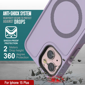 Funda PunkCase para iPhone 15 Plus, [Serie Spartan 2.0] Funda Resistente Transparente de Alta Duración con Protector de Pantalla Incorporado [lila].