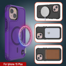 Cargar imagen en el visor de la galería, PunkCase Funda iPhone 15 Plus, [Serie Spartan 2.0] Funda Resistente Clara y Robusta con Protector de Pantalla Incorporado [Morado]
