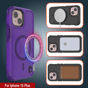 PunkCase Funda iPhone 15 Plus, [Serie Spartan 2.0] Funda Resistente Clara y Robusta con Protector de Pantalla Incorporado [Morado]