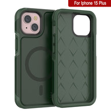 Cargar imagen en el visor de la galería, Funda PunkCase para iPhone 15 Plus, Serie Spartan 2.0, resistente y robusta, transparente con protector de pantalla integrado [verde oscuro].
