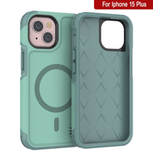 Cargar imagen en el visor de la galería, PunkCase Funda para iPhone 15 Plus, [Serie Spartan 2.0] Cubierta Transparente Resistente y Robusta con Protector de Pantalla Incorporado [color verde azulado]
