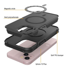 Cargar imagen en el visor de la galería, Funda PunkCase para iPhone 15 Plus, [Serie Spartan 2.0] Cubierta transparente resistente y resistente con protector de pantalla incorporado [Negro]
