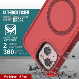 Carcasa PunkCase iPhone 15 Plus, [Serie Spartan 2.0] Cubierta Resistente y Robusta Transparente con Protector de Pantalla Incorporado [rojo]