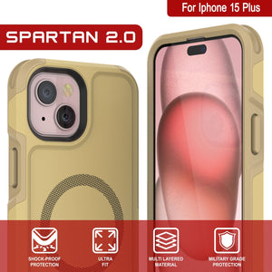 Funda PunkCase iPhone 15 Plus, [Serie Spartan 2.0] Funda Resistente Transparente y Resistente con Protector de Pantalla Incorporado [amarillo].
