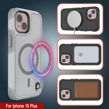 Cargar imagen en el visor de la galería, Funda PunkCase para iPhone 15 Plus, Serie Spartan 2.0, resistente y robusta, con cubierta transparente y protector de pantalla incorporado [blanca].
