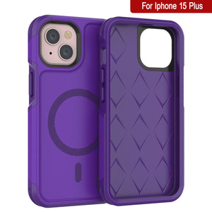 PunkCase Funda iPhone 15 Plus, [Serie Spartan 2.0] Funda Resistente Clara y Robusta con Protector de Pantalla Incorporado [Morado]