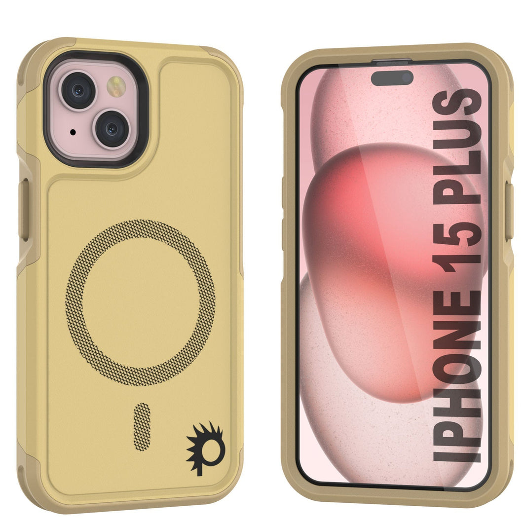 Funda PunkCase iPhone 15 Plus, [Serie Spartan 2.0] Funda Resistente Transparente y Resistente con Protector de Pantalla Incorporado [amarillo].