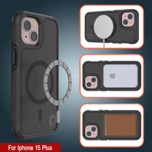 Cargar imagen en el visor de la galería, Funda PunkCase para iPhone 15 Plus, [Serie Spartan 2.0] Cubierta transparente resistente y resistente con protector de pantalla incorporado [Negro]
