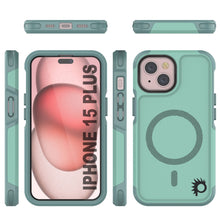 Cargar imagen en el visor de la galería, PunkCase Funda para iPhone 15 Plus, [Serie Spartan 2.0] Cubierta Transparente Resistente y Robusta con Protector de Pantalla Incorporado [color verde azulado]
