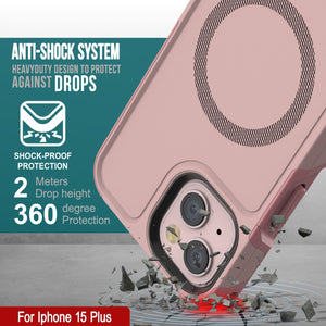 Funda PunkCase para iPhone 15 Plus, [Serie Spartan 2.0] Cubierta resistente clara y resistente con protector de pantalla incorporado [rosa].