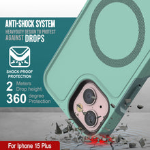 Cargar imagen en el visor de la galería, PunkCase Funda para iPhone 15 Plus, [Serie Spartan 2.0] Cubierta Transparente Resistente y Robusta con Protector de Pantalla Incorporado [color verde azulado]
