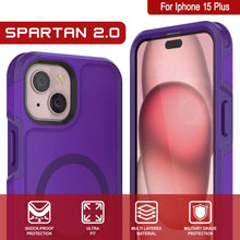 Cargar imagen en el visor de la galería, PunkCase Funda iPhone 15 Plus, [Serie Spartan 2.0] Funda Resistente Clara y Robusta con Protector de Pantalla Incorporado [Morado]
