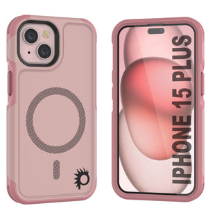 Funda PunkCase para iPhone 15 Plus, [Serie Spartan 2.0] Cubierta resistente clara y resistente con protector de pantalla incorporado [rosa].