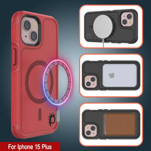 Cargar imagen en el visor de la galería, Carcasa PunkCase iPhone 15 Plus, [Serie Spartan 2.0] Cubierta Resistente y Robusta Transparente con Protector de Pantalla Incorporado [rojo]
